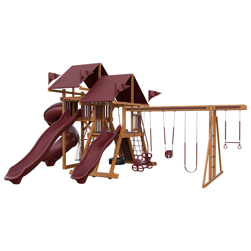 Swing Kingdom Play Set Mountaineer Mega Climber 55 red and wood
