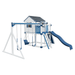 Swing Kingdom Play Set & Playhouse Cabin blue and white side view