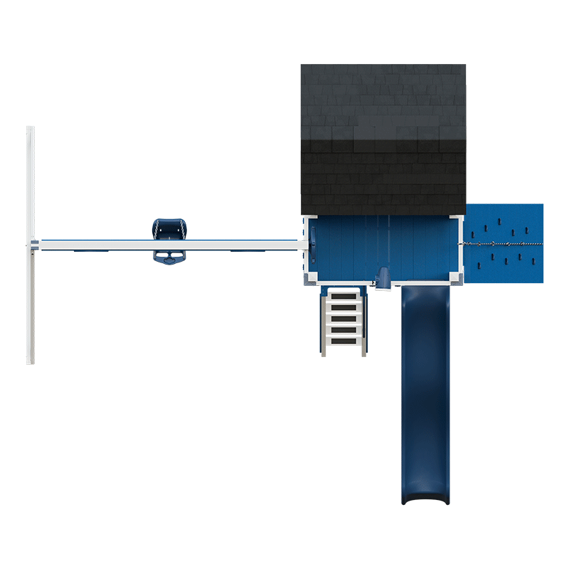 Swing Kingdom Play Set & Playhouse Cabin blue top view