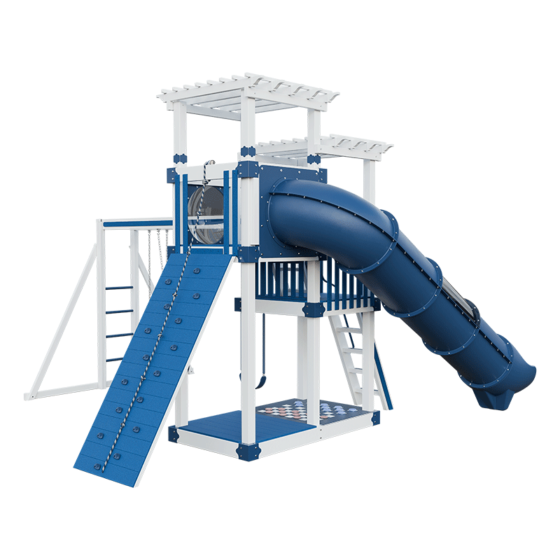 Swing Kingdom Play Set Switchback Super 48 Sidekick blue and white back