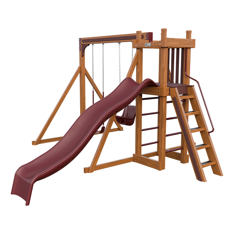 Swing Kingdom Play Set Trailblazer Basecamp 22 red wood