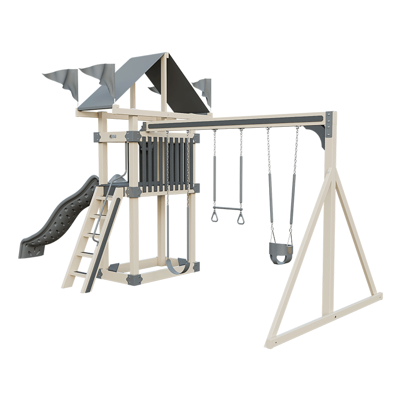 Swing Kingdom Play Set Trailblazer Basecamp 35 with Trapeze Bar gray