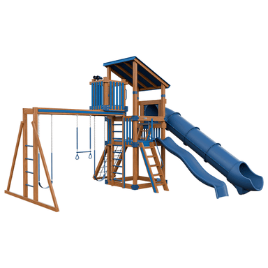 Swing Kingdom Play Set Trailblazer Basecamp 55 Lookout blue wood