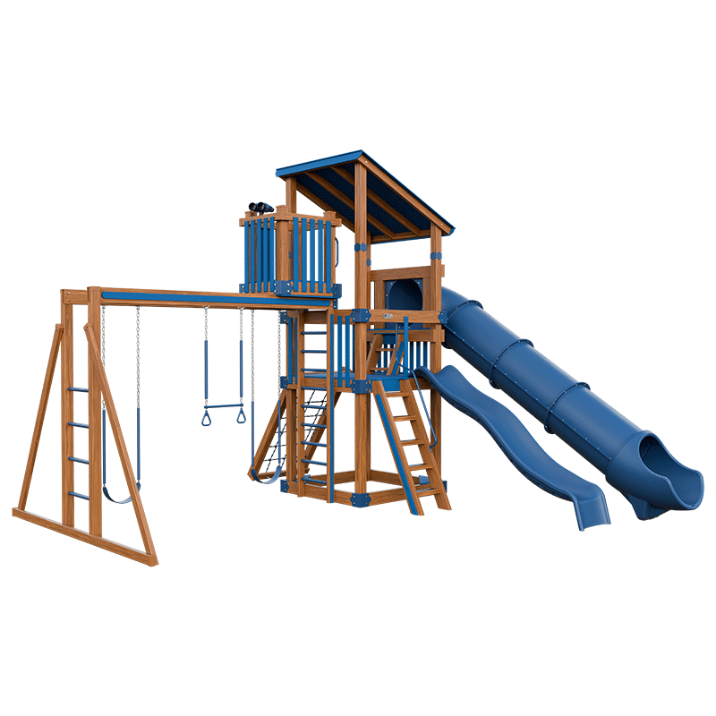 Swing Kingdom Play Set Trailblazer Basecamp 55 Lookout blue wood