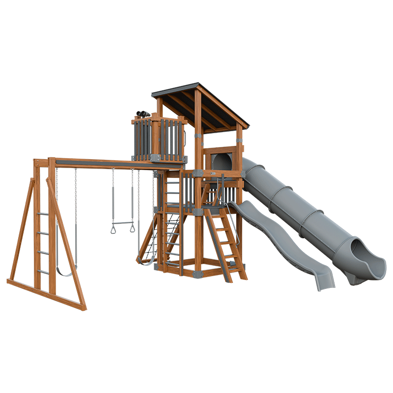 Swing Kingdom Play Set Trailblazer Basecamp 55 Lookout gray wood