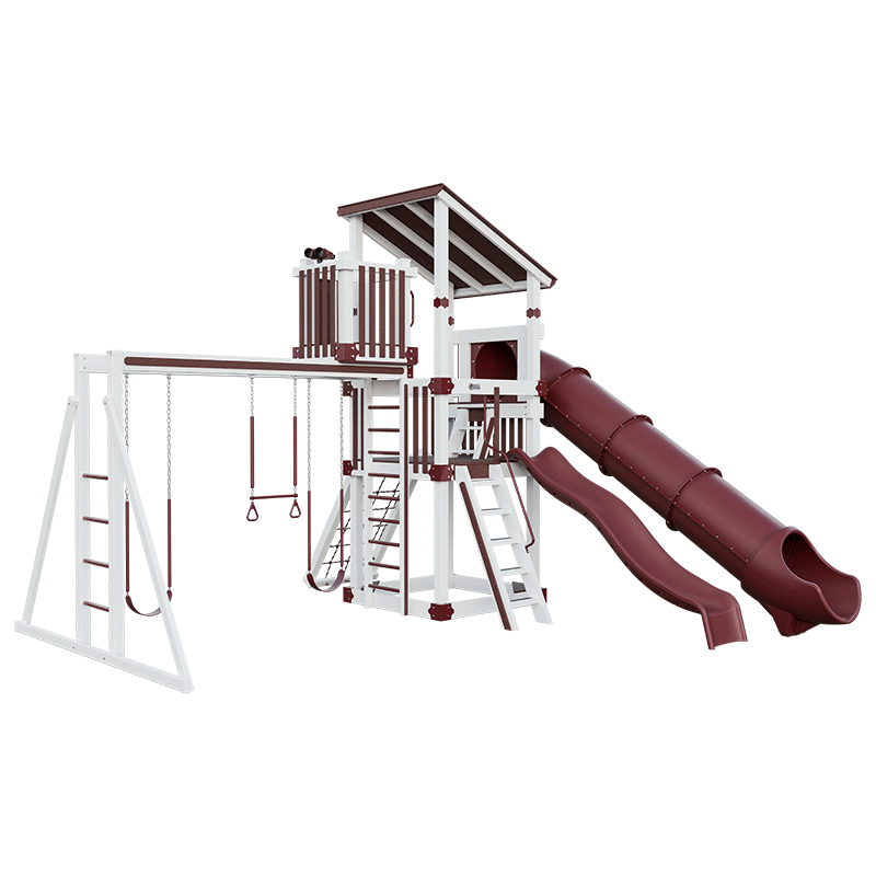 Swing Kingdom Play Set Trailblazer Basecamp 55 Lookout red white
