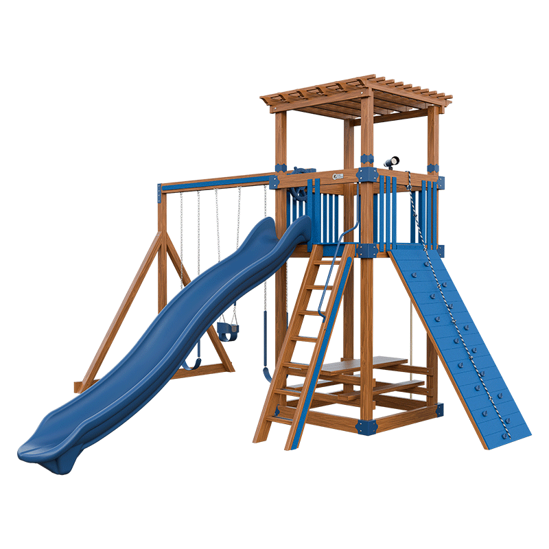 Swing Kingdom Play Set Trailblazer Basecamp 55 Stargazer blue wood