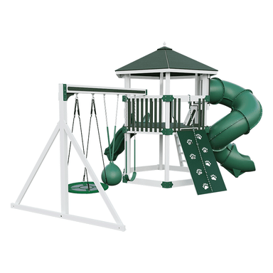 Swing Kingdom Play Set Trailblazer Basecamp 77 Honeycomb green and white