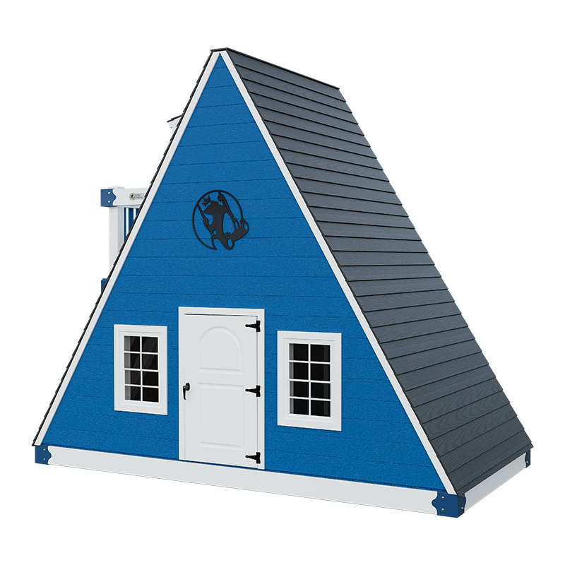 Swing Kingdom Playhouse Series Alpine Retreat blue and white stand alone roofing