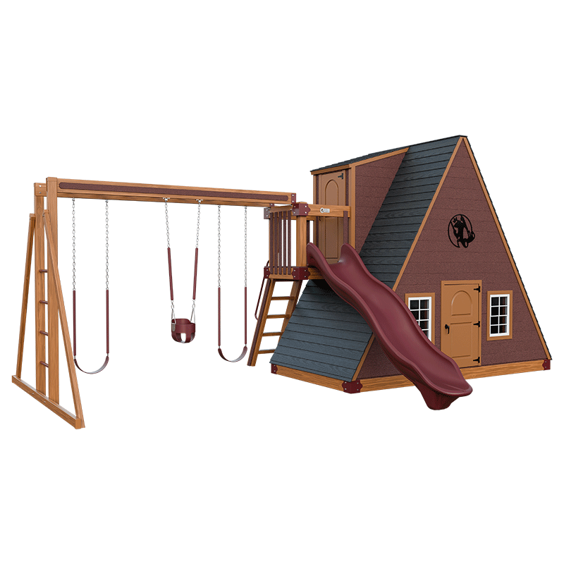 Swing Kingdom Playhouse Series Alpine Retreat red and wood