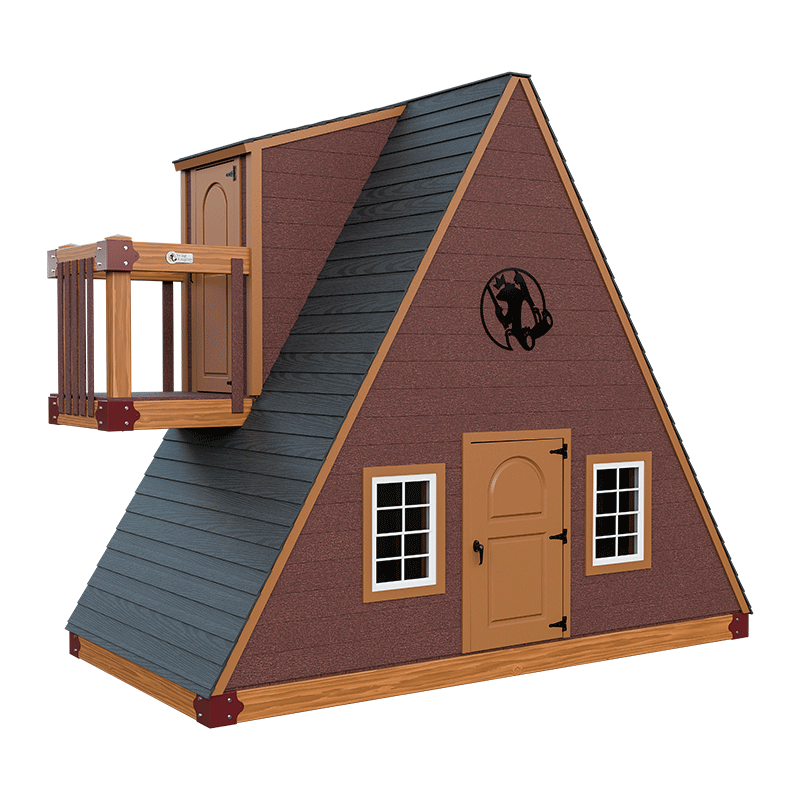 Swing Kingdom Playhouse Series Alpine Retreat red and wood stand alone