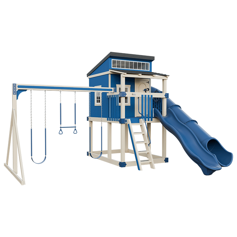 Swing Kingdom Playhouse Series Kingdom Lodge blue and almond