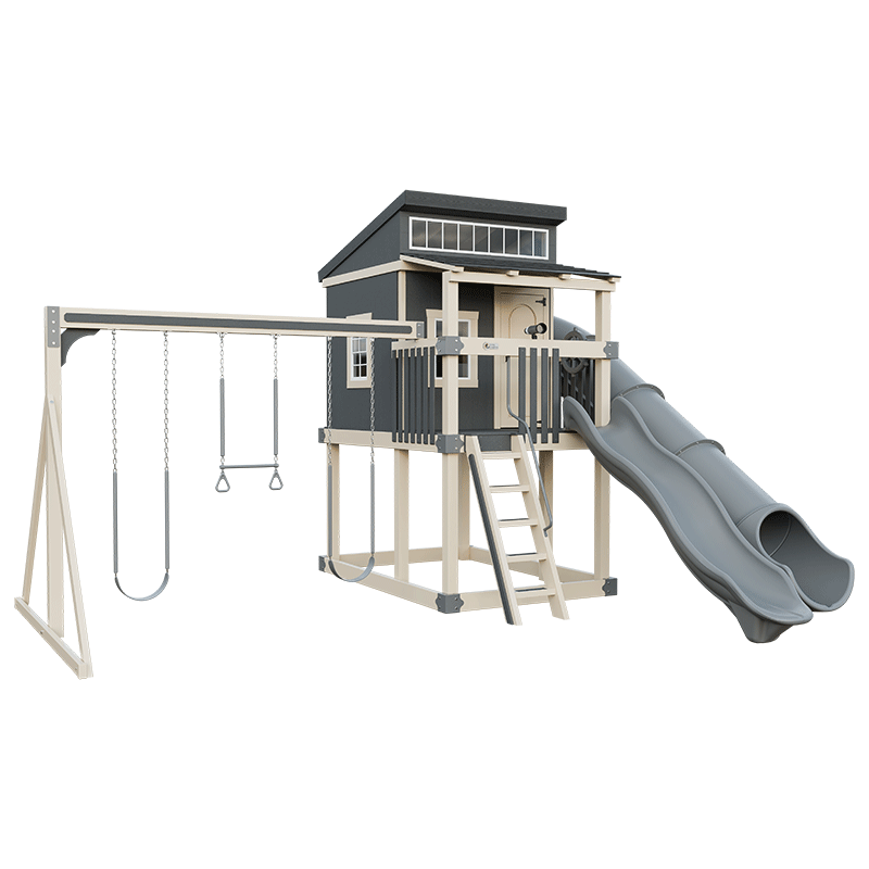Swing Kingdom Playhouse Series Kingdom Lodge gray and almond