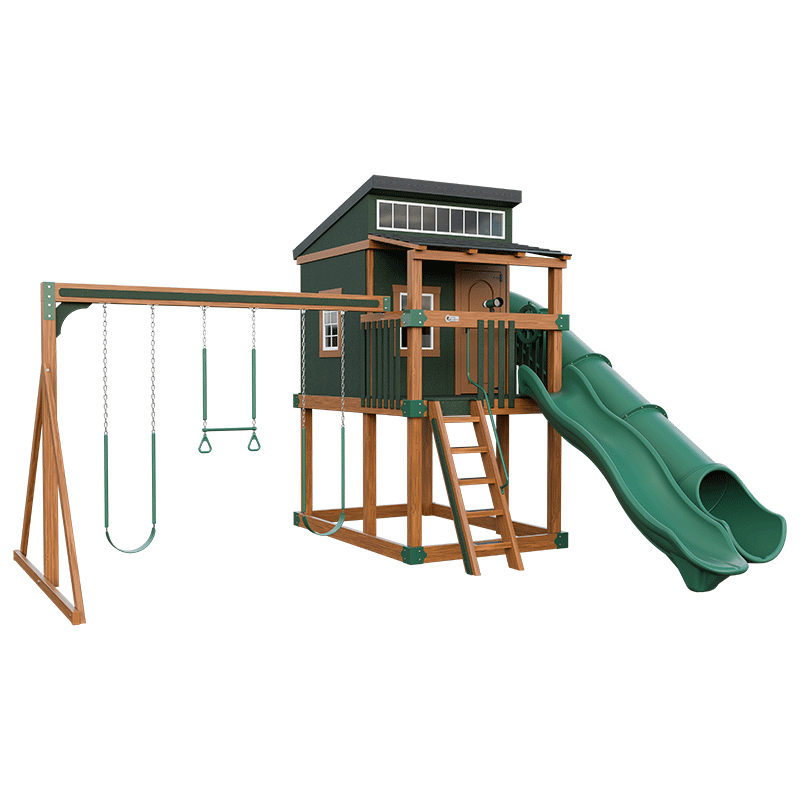 Swing Kingdom Playhouse Series Kingdom Lodge green wood
