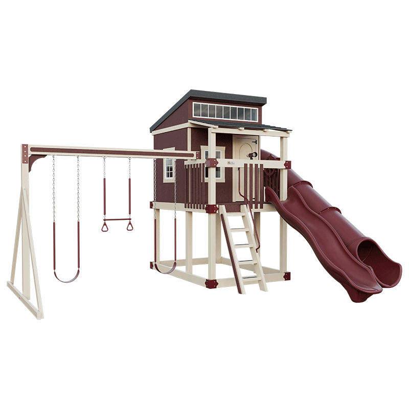 Swing Kingdom Playhouse Series Kingdom Lodge red and almond