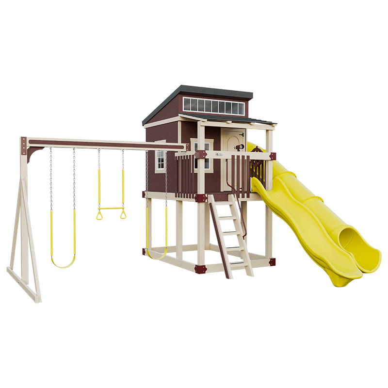 Swing Kingdom Playhouse Series Kingdom Lodge red yellow almond