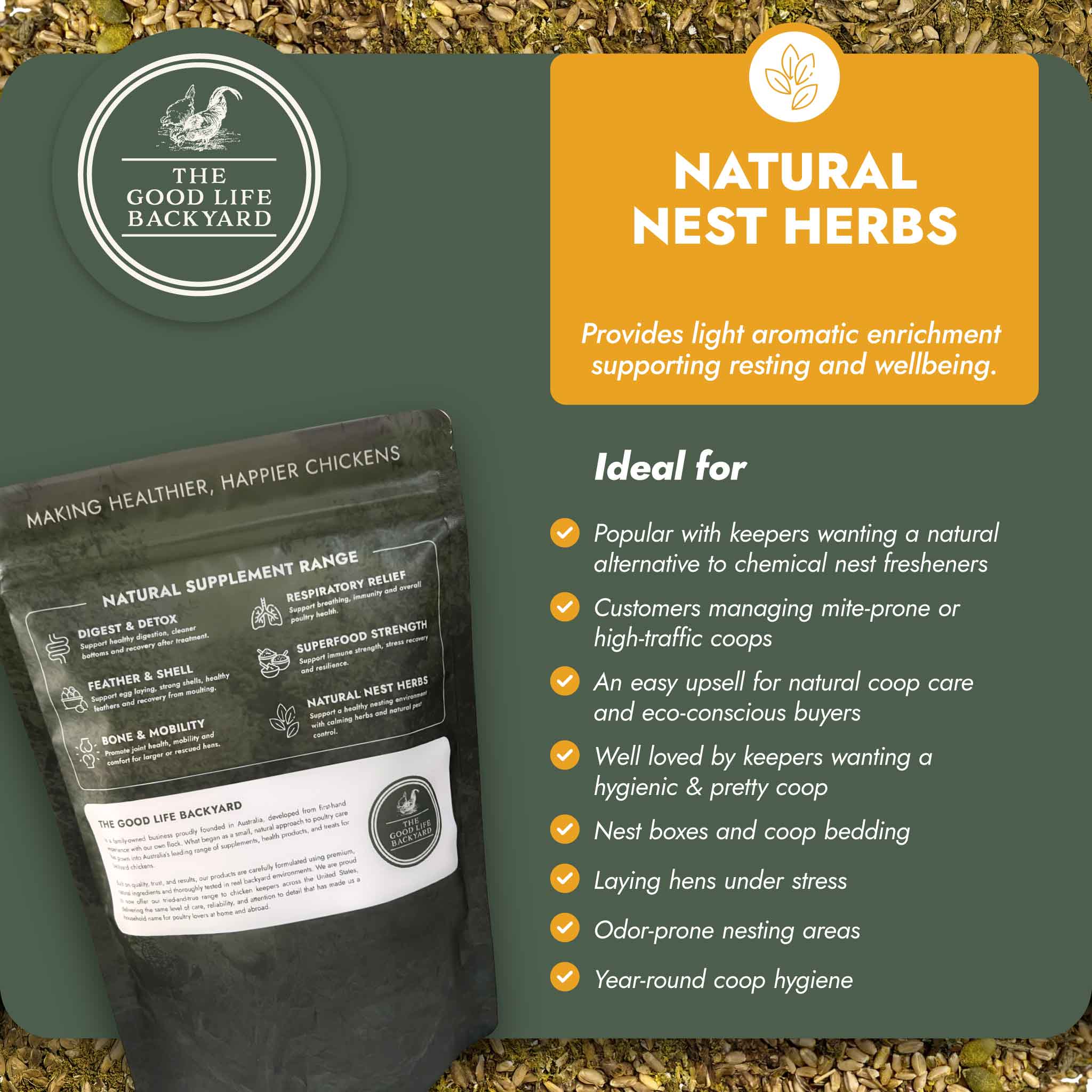 The Good Life Backyard Natural Nest Herbs – Nest Blend ideal for