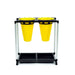 Two-cone chicken processing unit with washable ABS plastic construction and anodized aluminum legs.