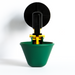 Two green CD10 auto-fill poultry drinker cups with yellow triggers