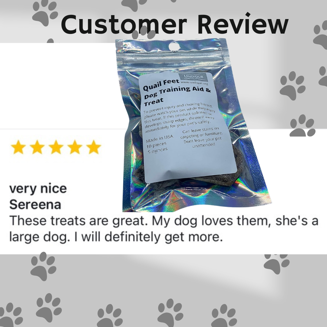 Undique Quail Feet Dog Training Aid & Treat Customer Review