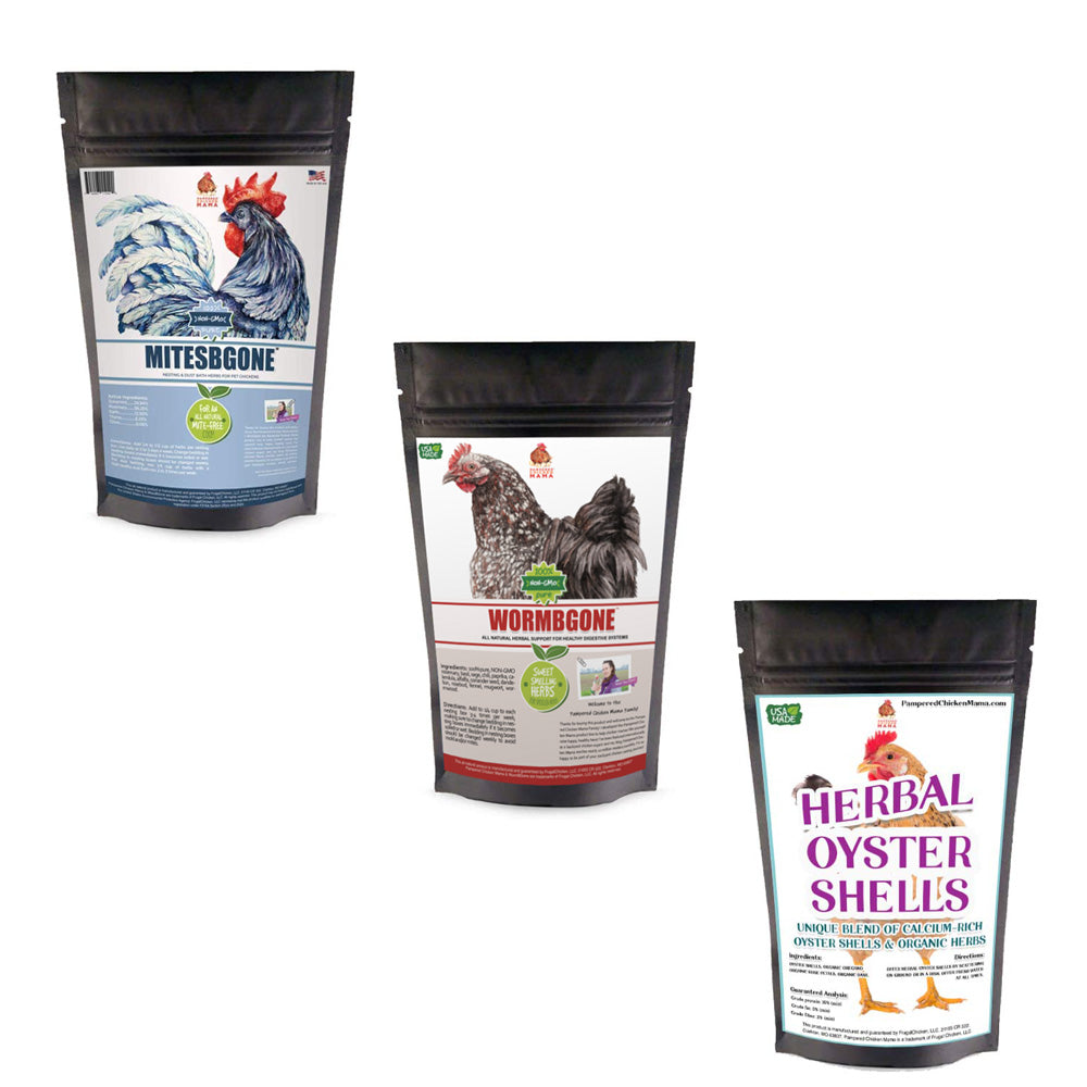 Pampered Chicken Mama WormBGone Healthy Coop Bundle : 3 Products Chickens Love! (5 pounds total)