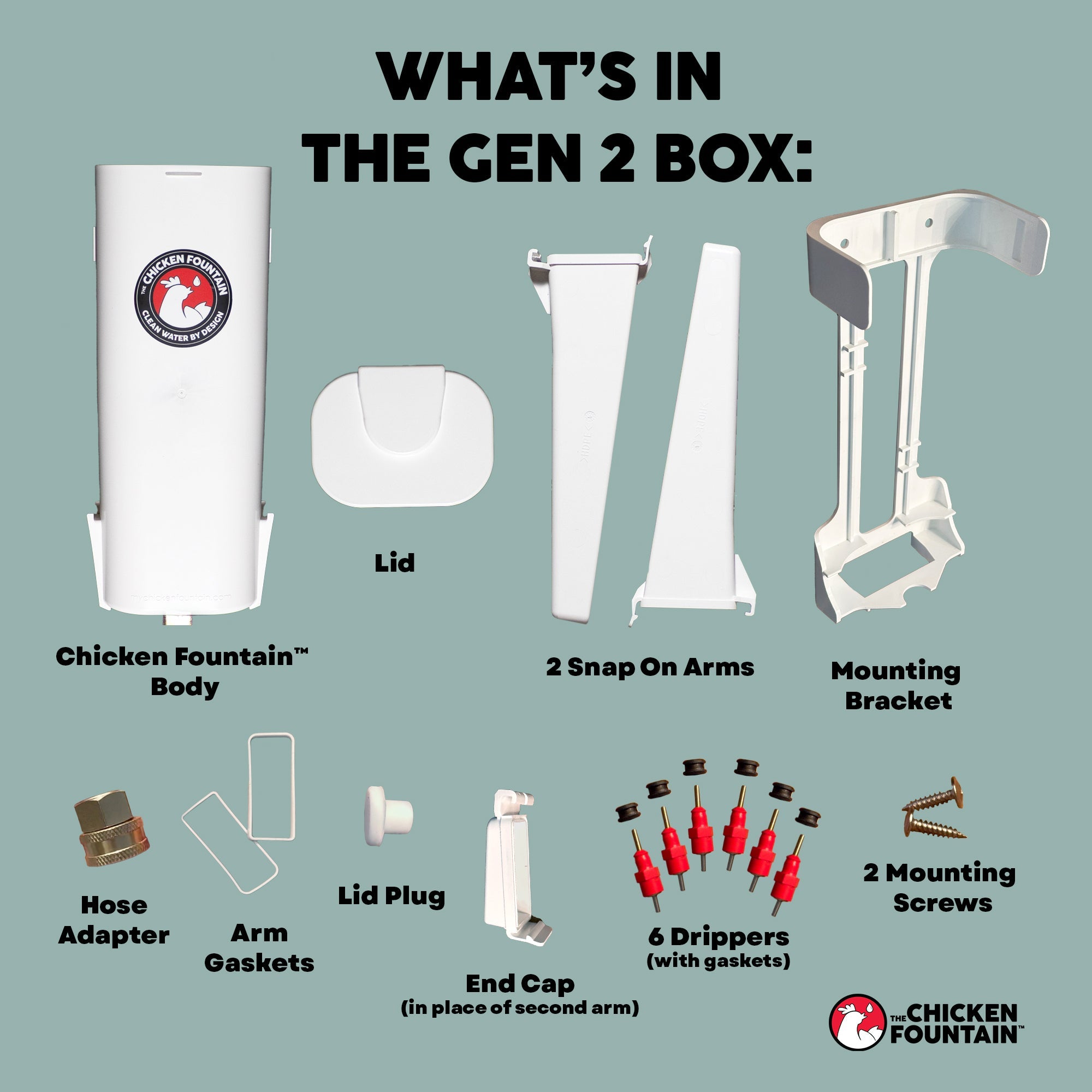 The Chicken Fountain Gen 2 | Fresh Water Drinking System