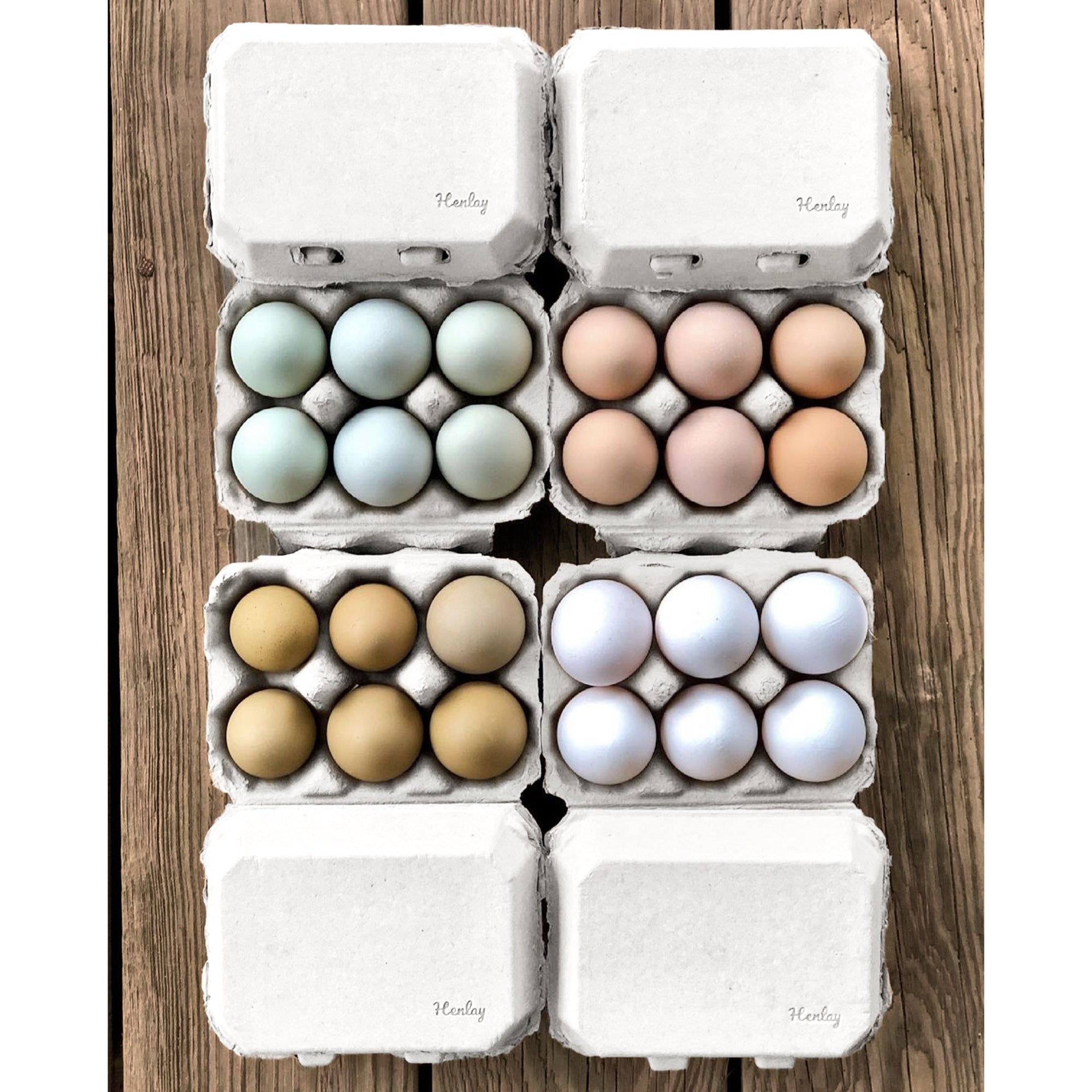 White Henlay half dozen egg carton with six egg compartments