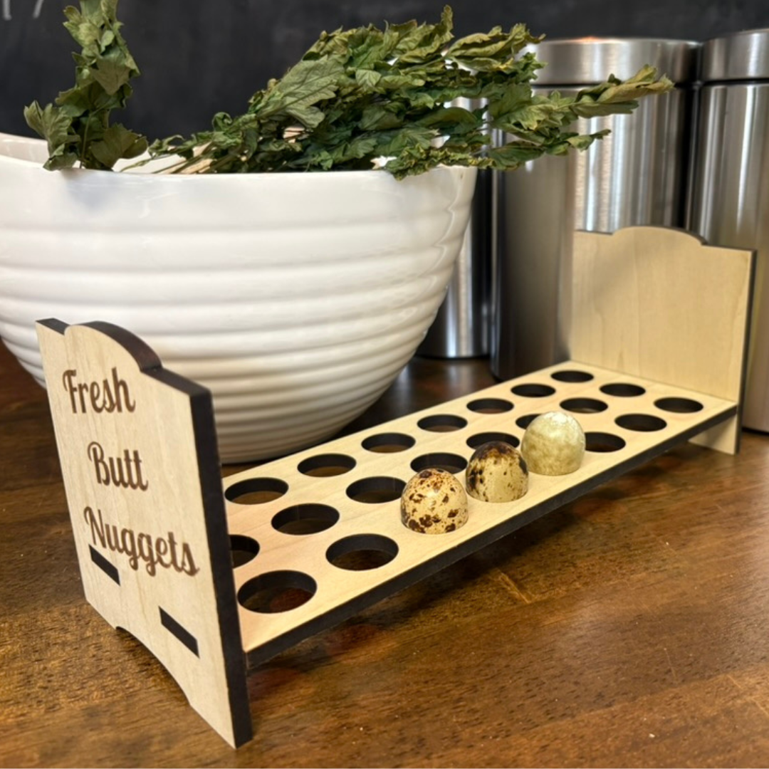 Wooden Quail Egg Holder for 24 Farm Fresh Eggs