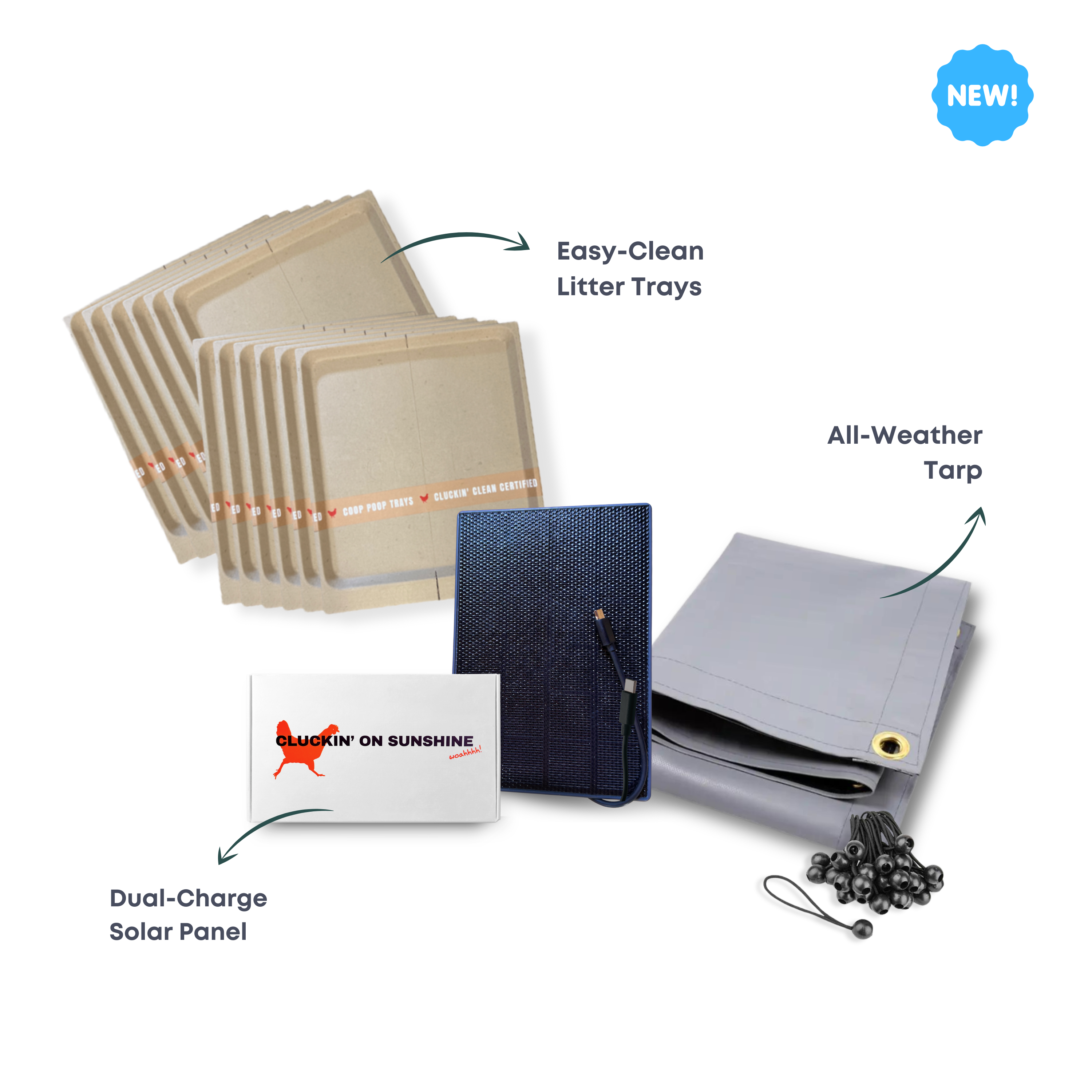 Solar Panel, Tarp & Litter Tray Bundle for The Smart Coop