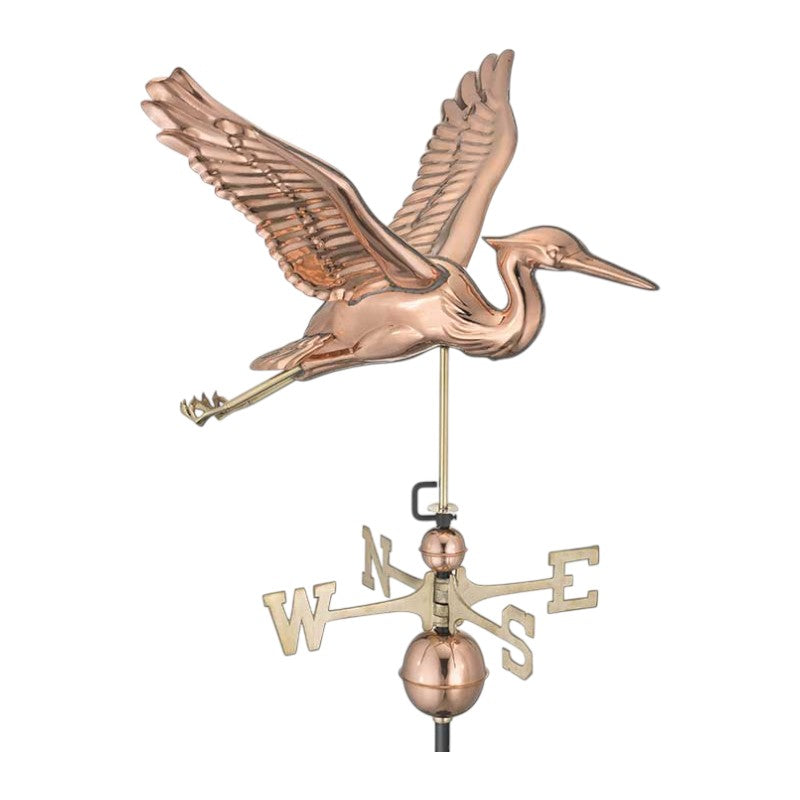 Blue Heron Larger Wingspan Weathervane - Copper