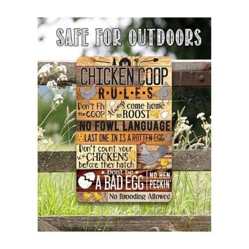 Chicken Coop Rules - Metal Sign