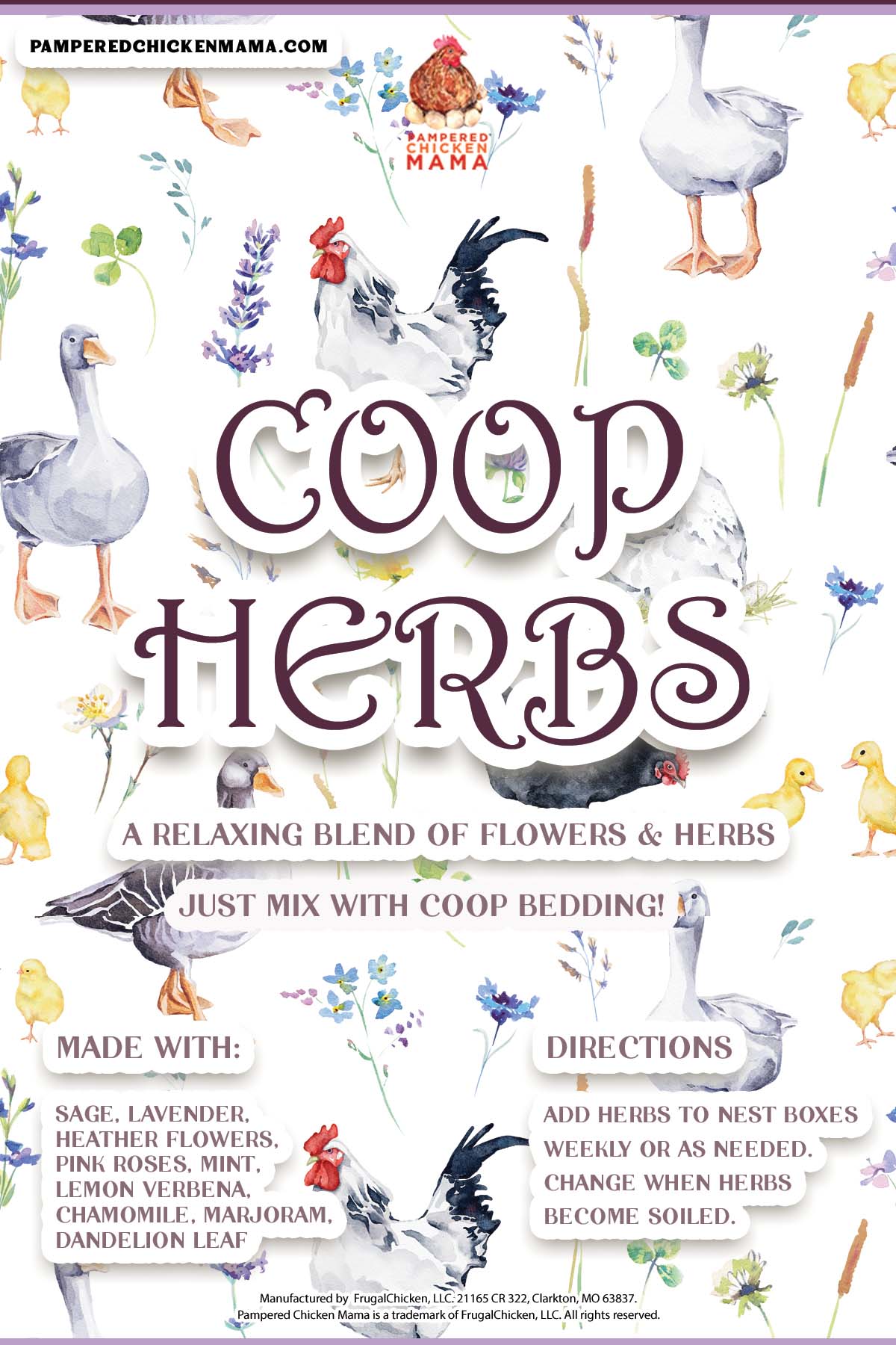 Pampered Chicken Mama Coop Herbs - Mix With Coop Bedding For A Delicious Scent direction