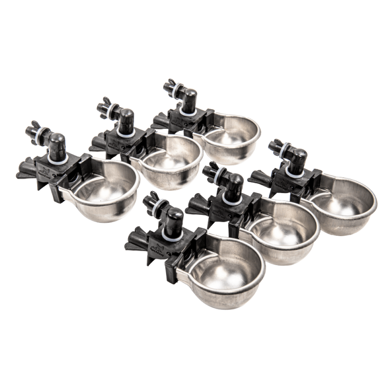 RAC Paws by RentACoop DIY Auto-Fill Metal Cup Waterer Kit 6-Pack - Great for Small Animals, Pets, Bunnies, Ferret, Chickens, Hamsters, Guinea Pigs, Rabbits, Chinchillas, Mice, Rats
