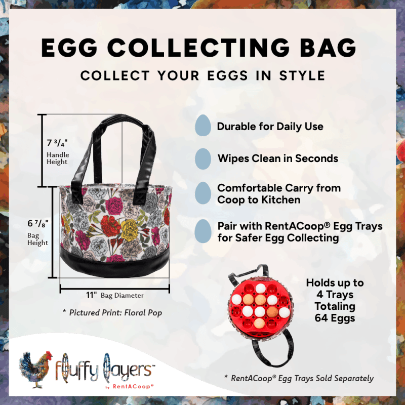 Fluffy Layers by RentACoop Egg Collecting Bag - Roosters & Roses