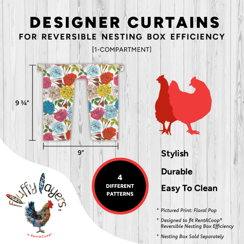 Fluffy Layers Curtains for RentACoop Nesting Box Efficiency - Vintage Flock