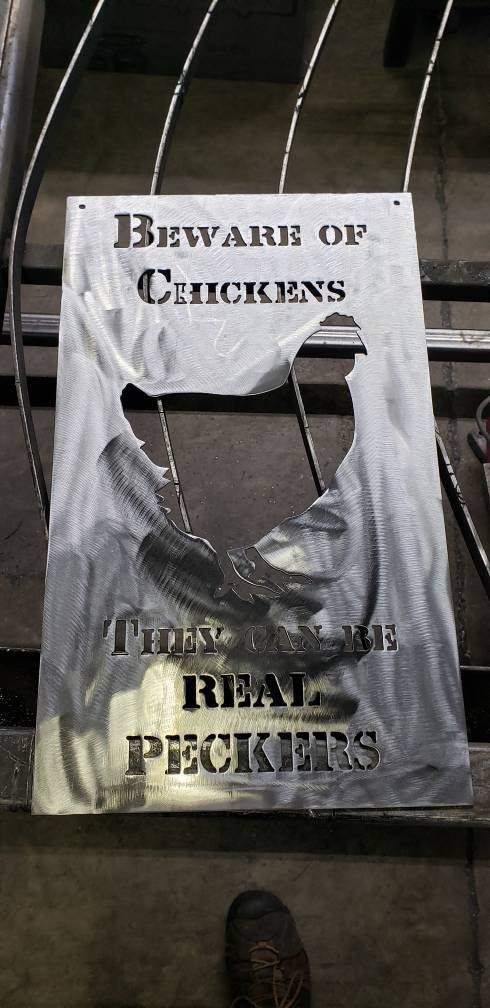 Martin Metalwork Chickens Can Be Real Peckers Sign