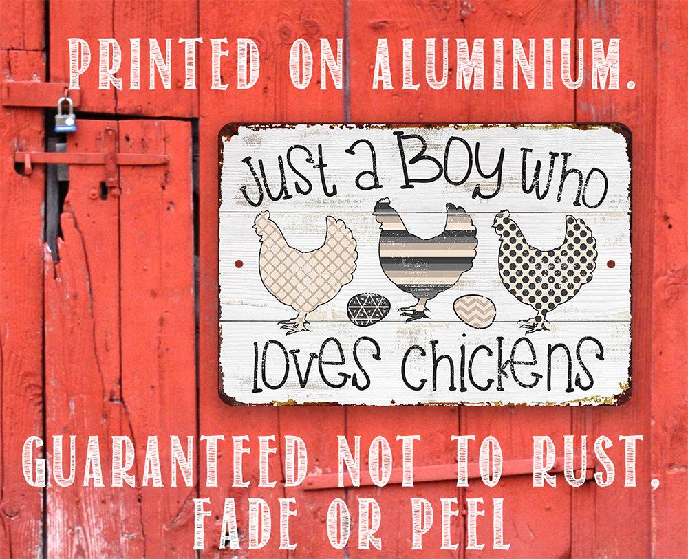 Just A Boy Who Loves Chickens - Metal Sign