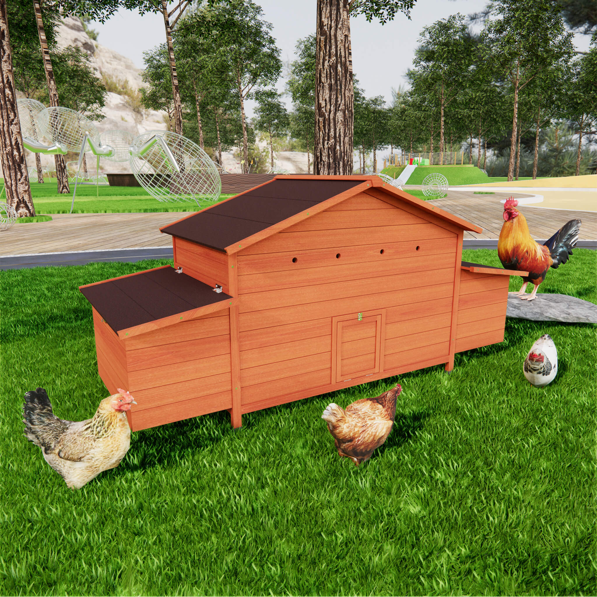Small Chicken Coop With Two-Sided Nesting Boxes (SAK21875)