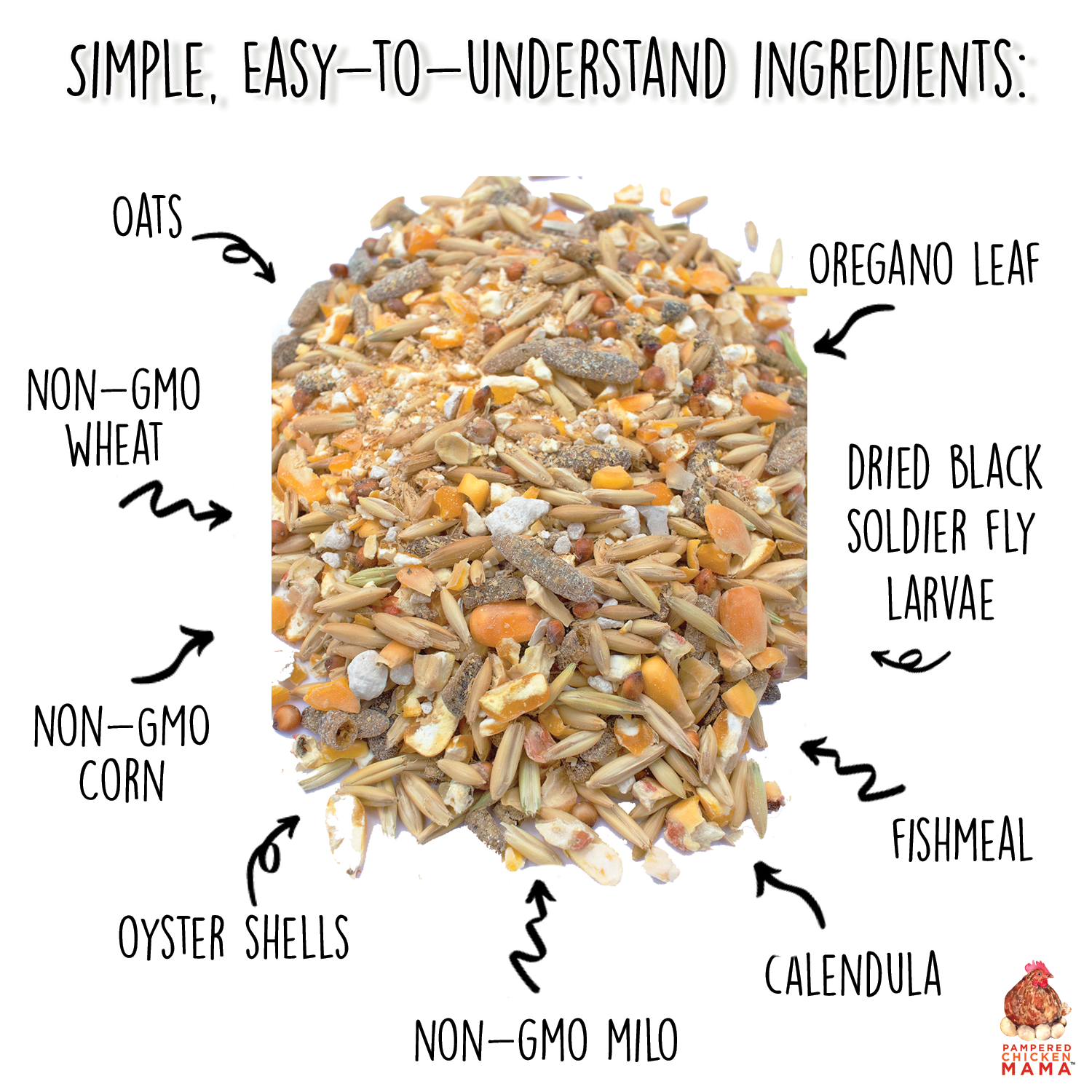 Pampered Chicken Mama 16% Premium Layer Feed With Black Soldier Fly Larvae, Fishmeal, & Herbs {Soy Free + High Protein}