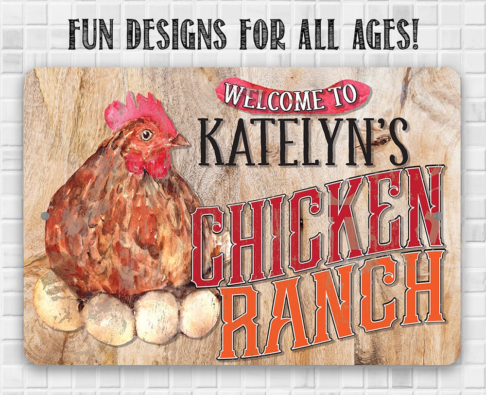 Personalized - The Chicken Ranch - Metal Sign