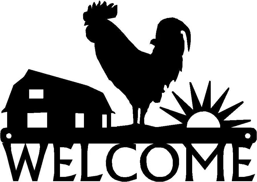 The Metal Peddler Sunrise Rooster Farmhouse Welcome Sign or Name/Address Sign