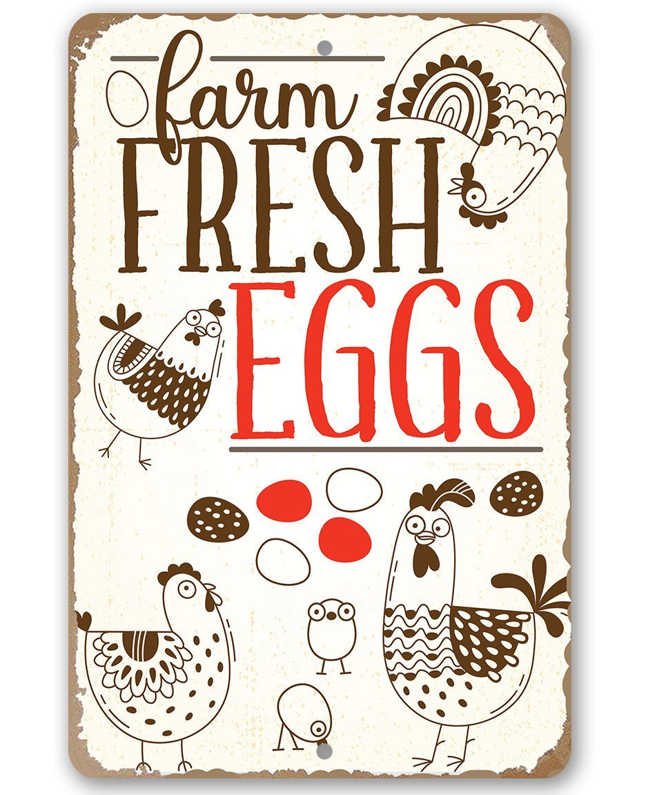Farm Fresh Eggs 2 - Metal Sign