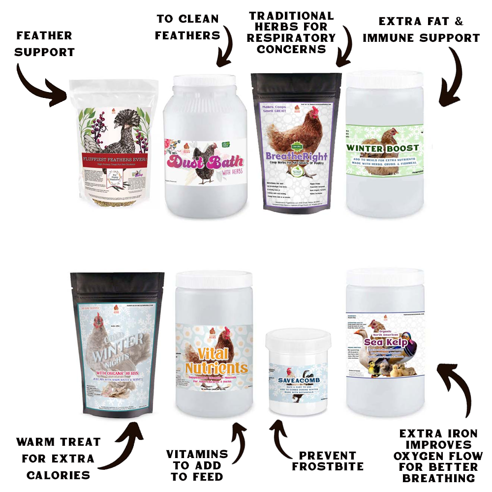 Pampered Chicken Mama Winter Support Bundle: 8 Products For A Healthy Wintertime Coop! (13 pounds total)