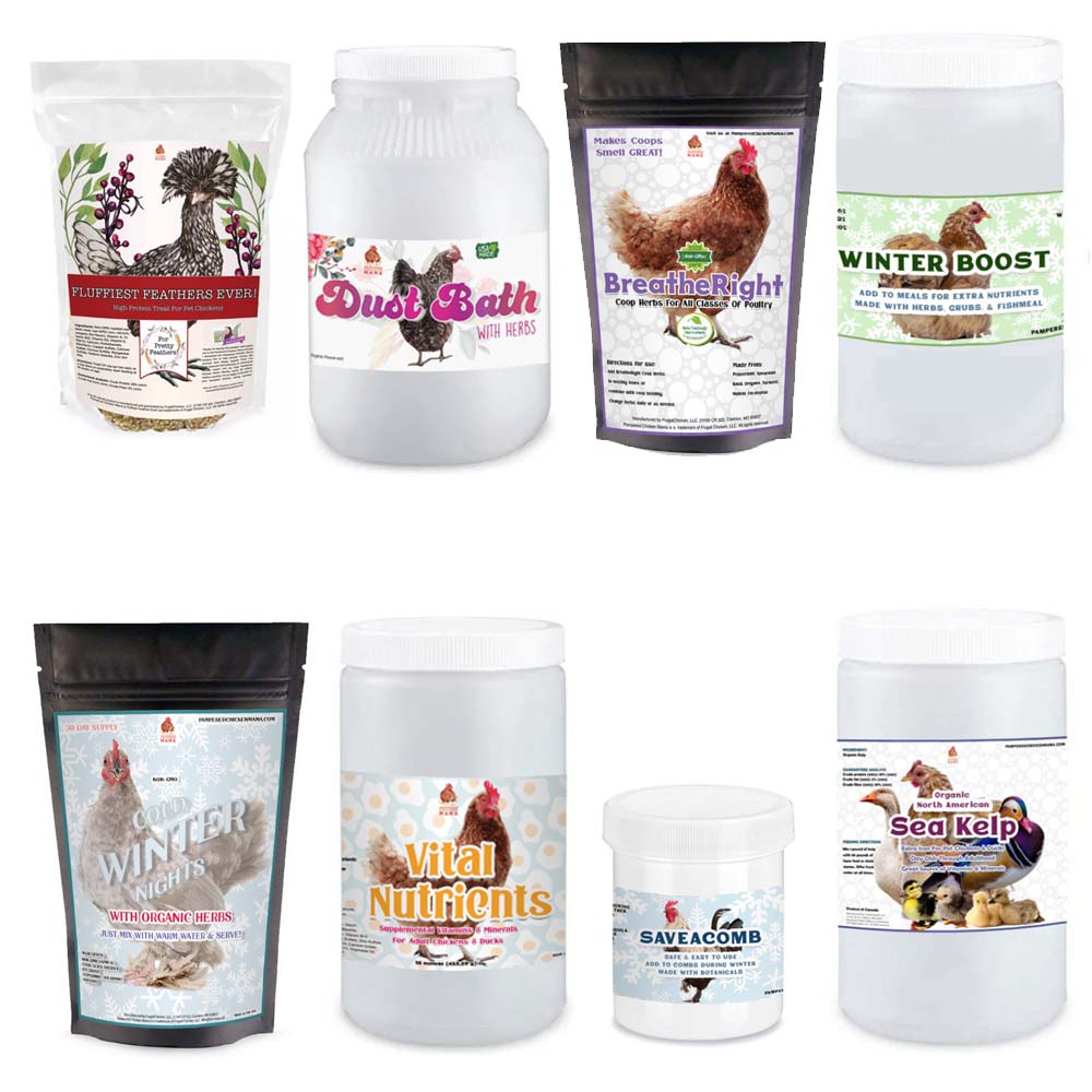 Pampered Chicken Mama Winter Support Bundle: 8 Products For A Healthy Wintertime Coop! (13 pounds total)